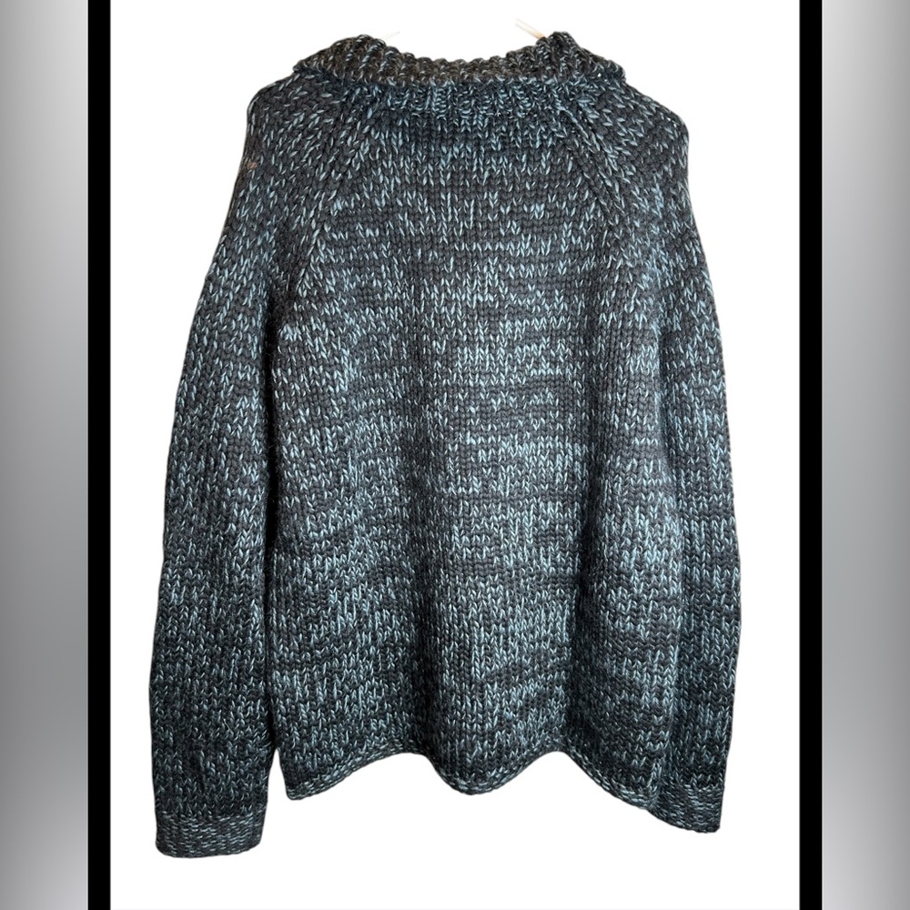 J Crew Vintage Hand-Stitched Black Blue 99% Wool Pullover Sweater Size XL - Picture 3 of 4